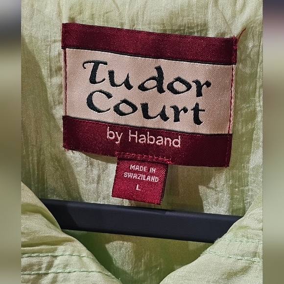 Tudor Court by Haband Vintage Green Nylon Jacket Snap Front Women's Size L READ - Picture 3 of 12